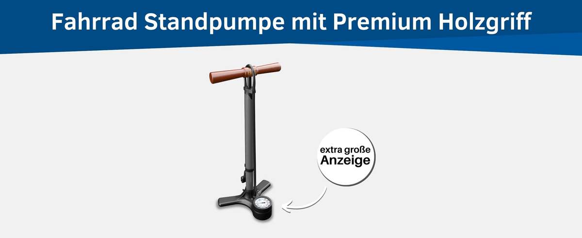 Standpumpe fürs Fahrrad Mit Buchenholz Griff