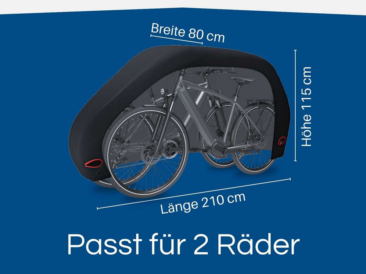 Die XL Fahrradplane passt für 2 Fahrräder
