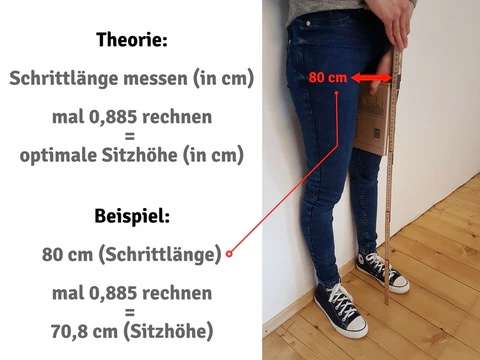 Sitzposition Schrittlänge messen