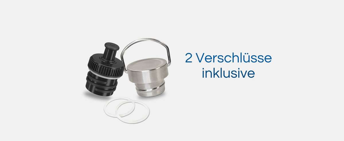 Thermo Fahrradflasche mit 2 Verschlüssen.