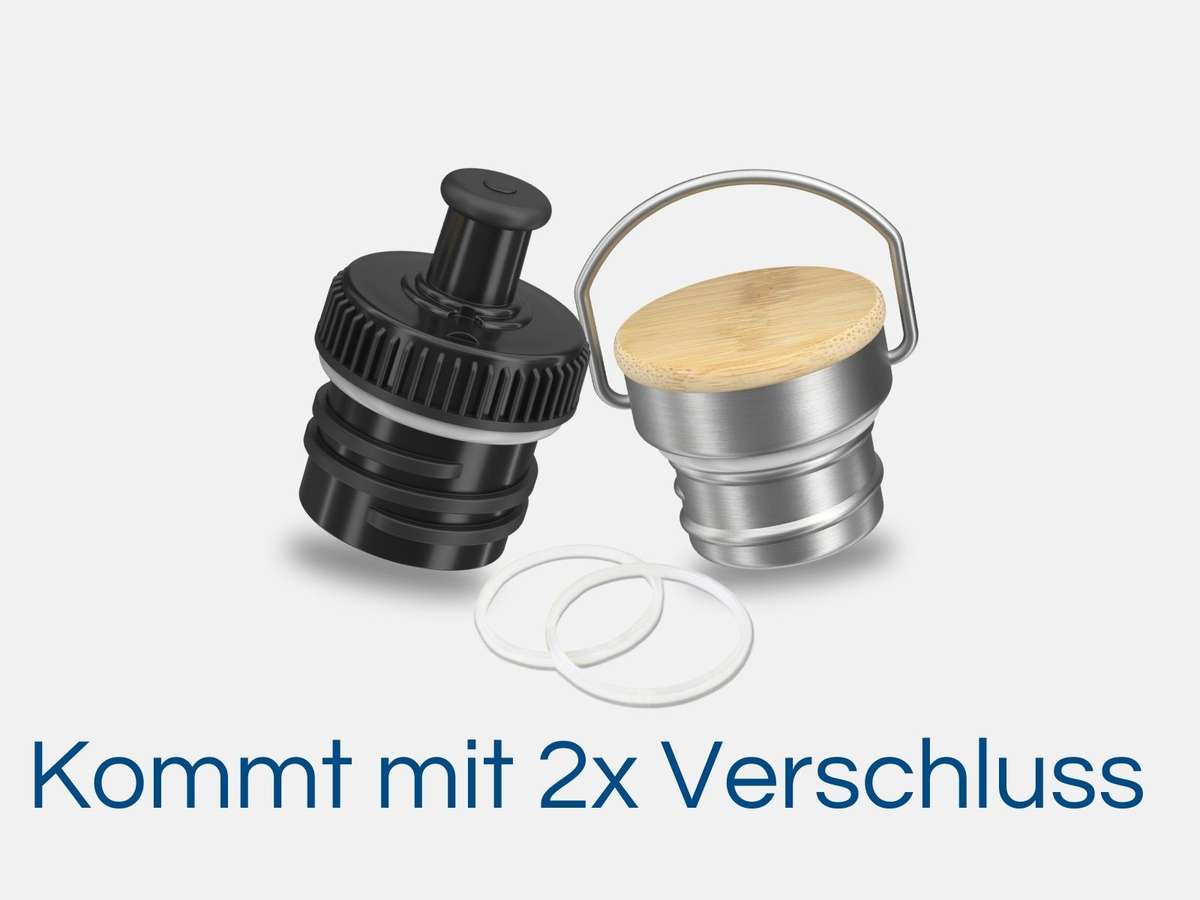 Edelstahl Fahrradflasche mit 2 Deckel