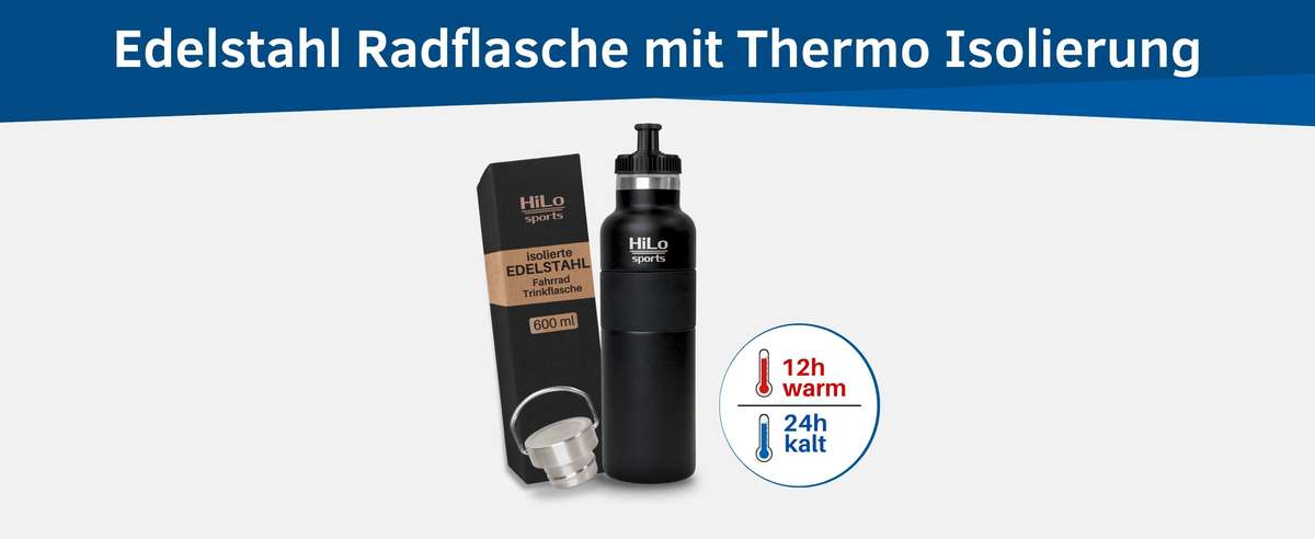 Fahrrad Trinkflasche in schwarz aus Edelstahl