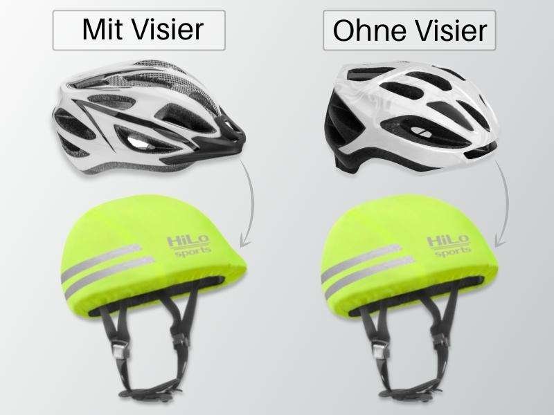 Der Helm Regenschutz passt über alle Fahrradhelme mit und ohne Visier.