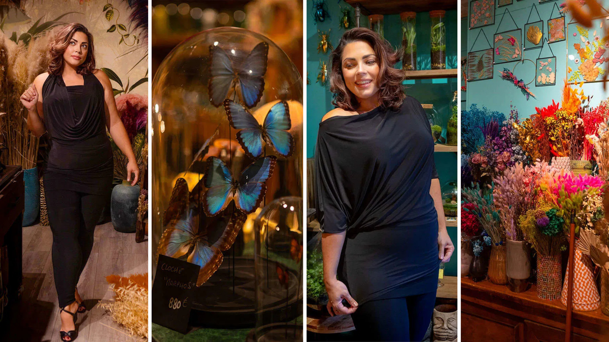 Tegan styling the Diane Kroe Origami Dress and Travel Tights in multiple versatile ways — showcasing mix-and-match travel fashion