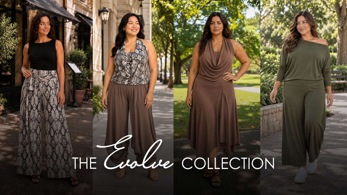 Diane Kroe Evolve Collection desktop banner featuring must-have multi-way designs and a stylish accessory