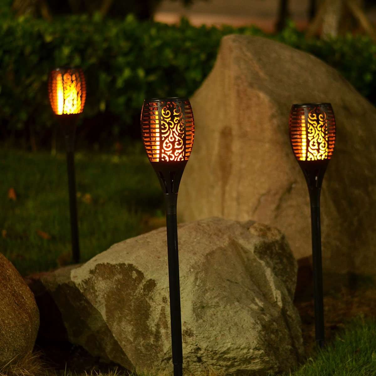 Details about   1-6 Pack 96 LED Waterproof Solar Tiki Torch Light Dancing Flickering Flame Lamp 
