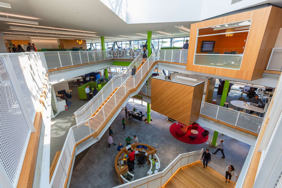 Context photo of Zespri atrium as viewed from third floor overhang