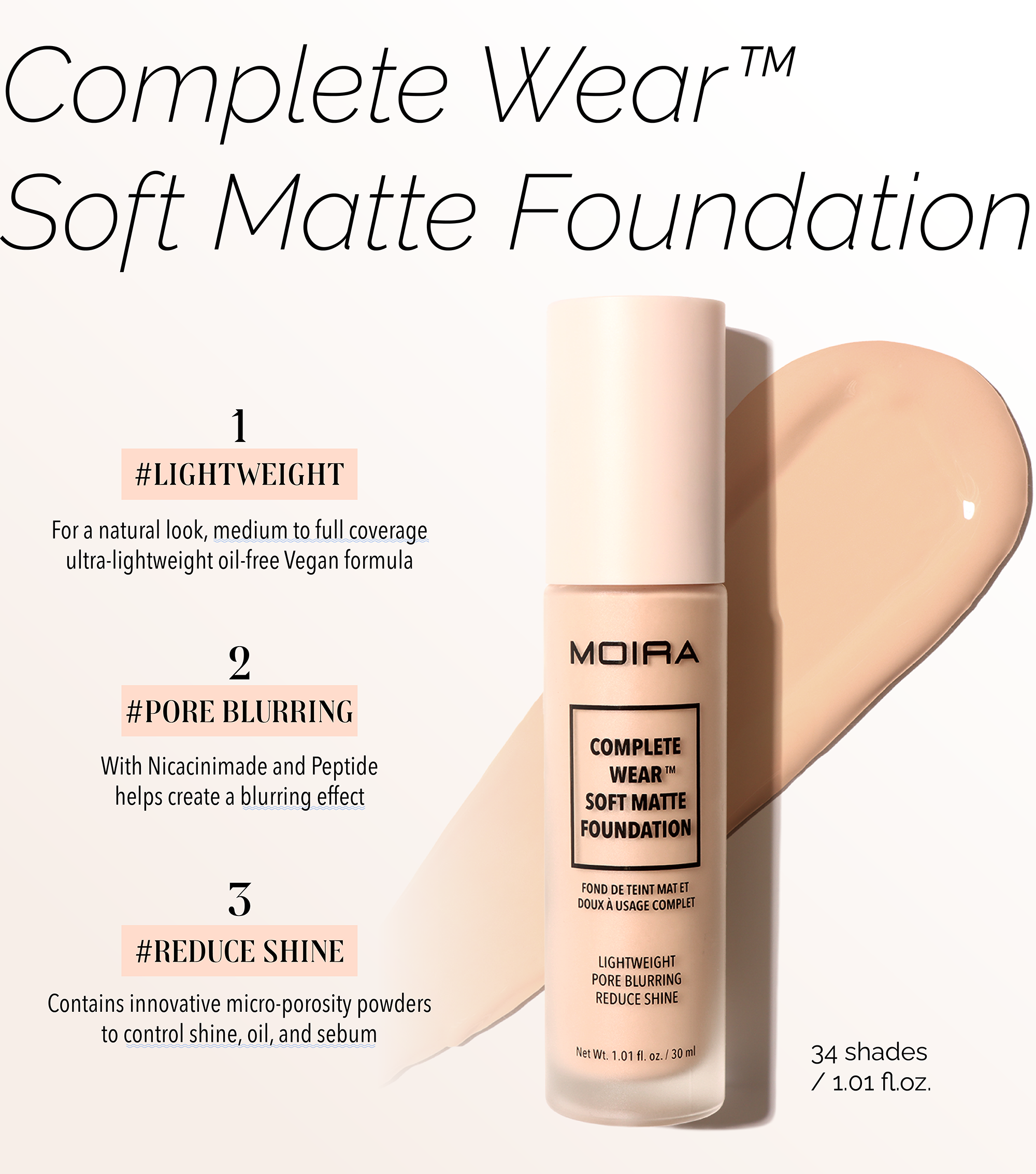 Moira Complete Wear Foundation 150 Barely Beige