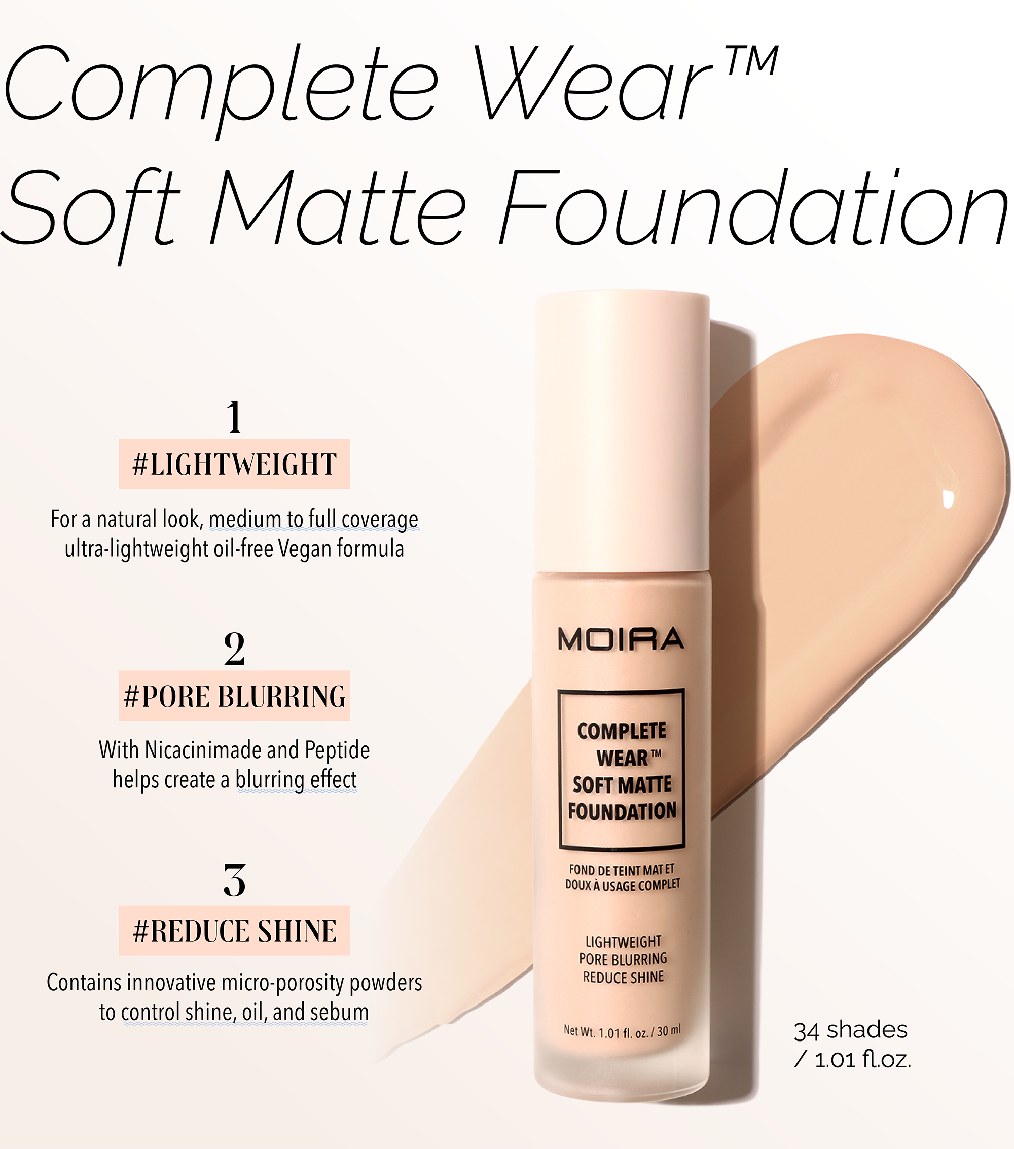 Moira Complete Wear Foundation 375 (Medium Beige)