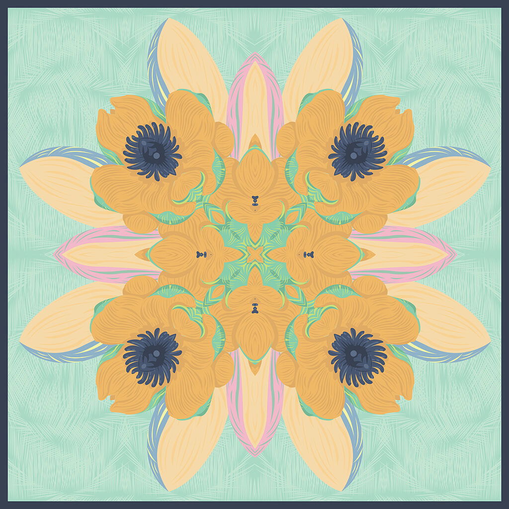 R Culturi Palm Flower Scarf Original Artwork R Culturi Palm Flower Scarf Original Artwork