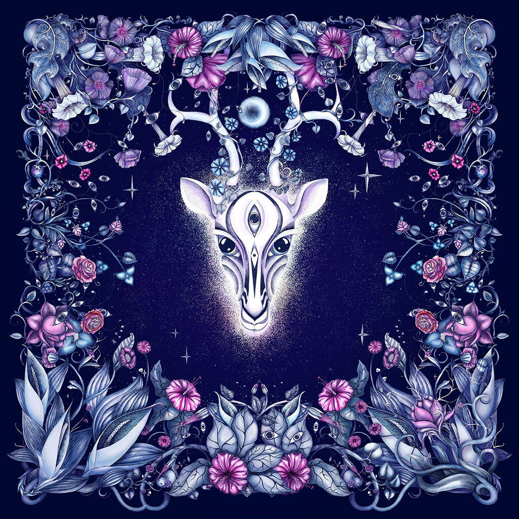 R Culturi Night Gazelle Scarf Original Artwork R Culturi Night Gazelle Scarf Original Artwork