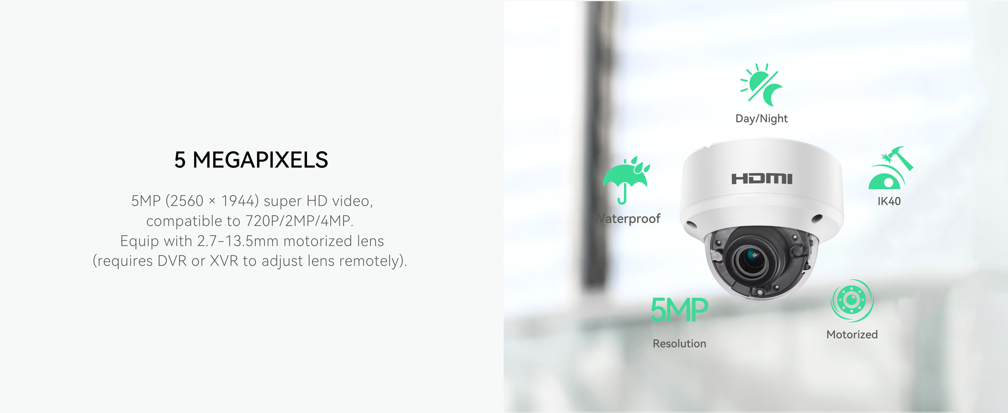 5MP HDMI Security Camera with HDMI or VGA Output, Without Delay, 2.8mm