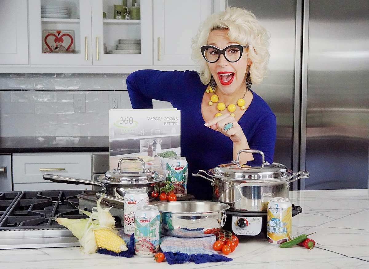 Chef Emily Ellyn, The Retro Rad Diva  with 360 Cookware pots and pans