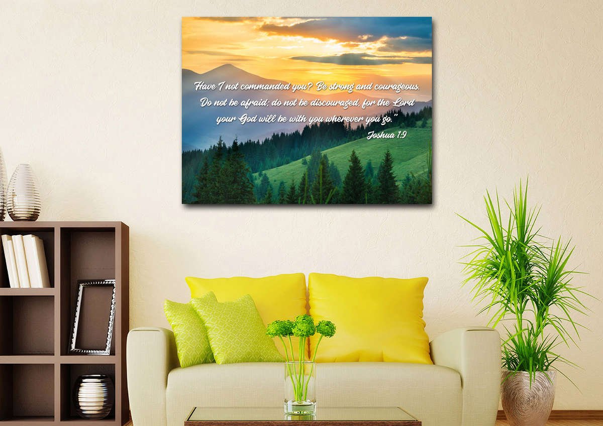 Joshua 1:9 Be Strong and Courageous Canvas Wall Art Print