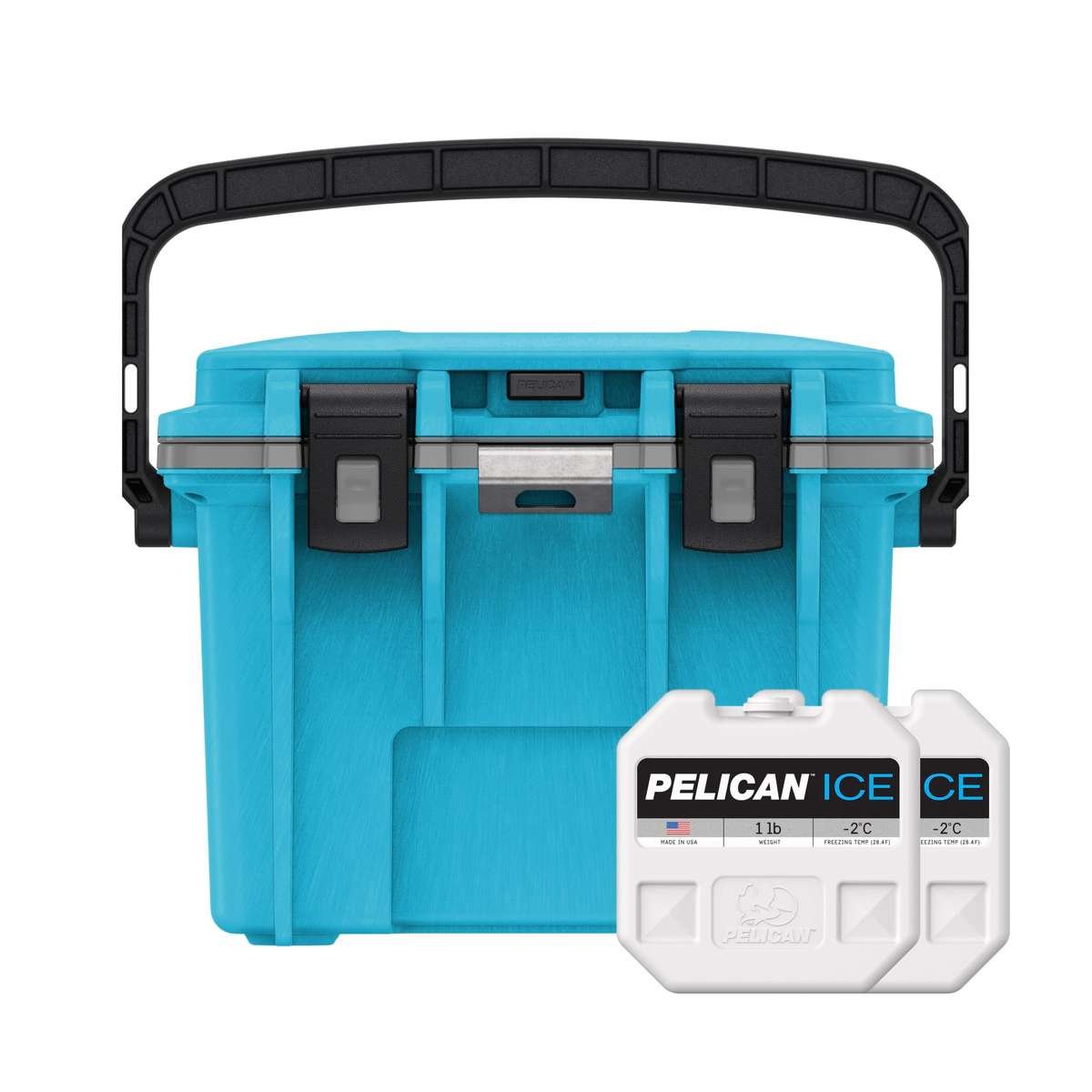 14QT Cool Blue/Grey Personal Cooler with two free 1lb Pelican Ice packs
