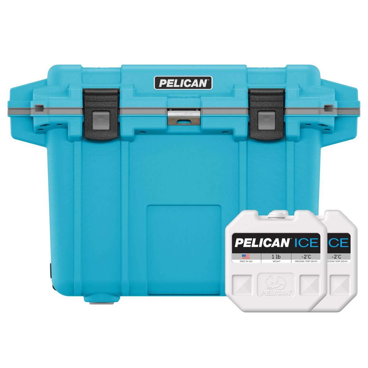 50QT Cool Blue/Grey Elite Cooler with two free 1lb Pelican Ice Packs