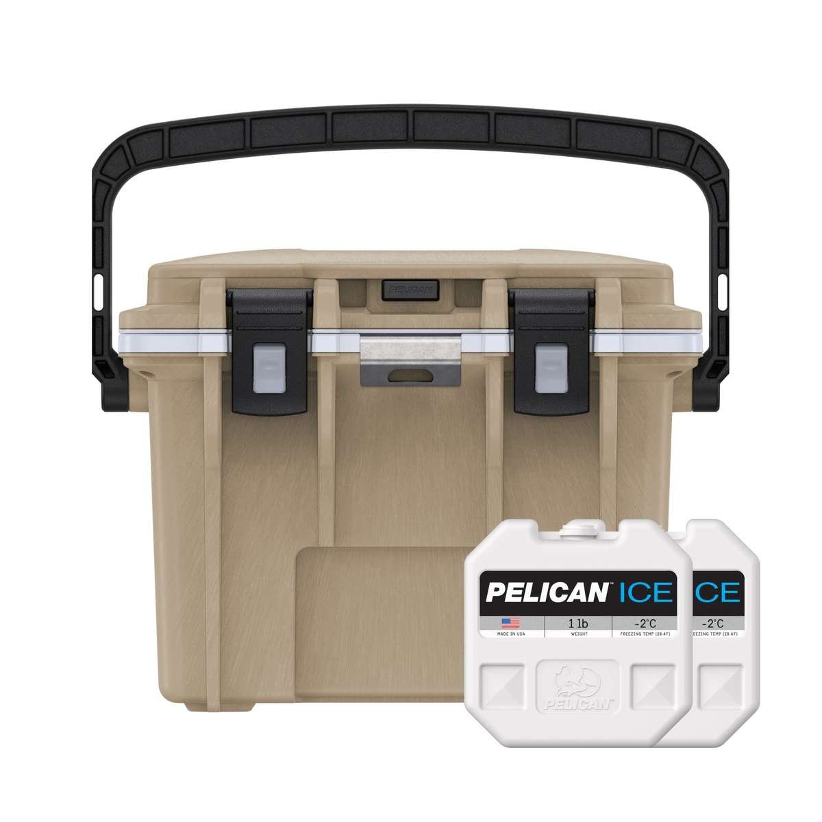 14QT CoolTan/White Personal Cooler with two free 1lb Pelican Ice packs