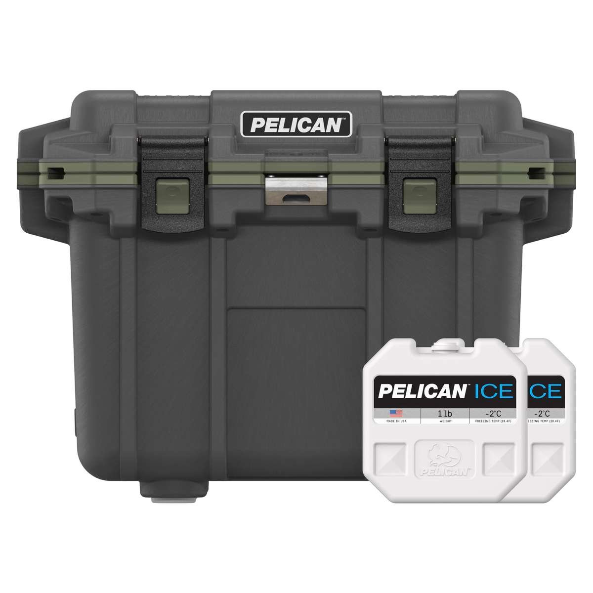 20QT Gunmetal/OD Green Elite Cooler with two free 1lb Pelican Ice packs