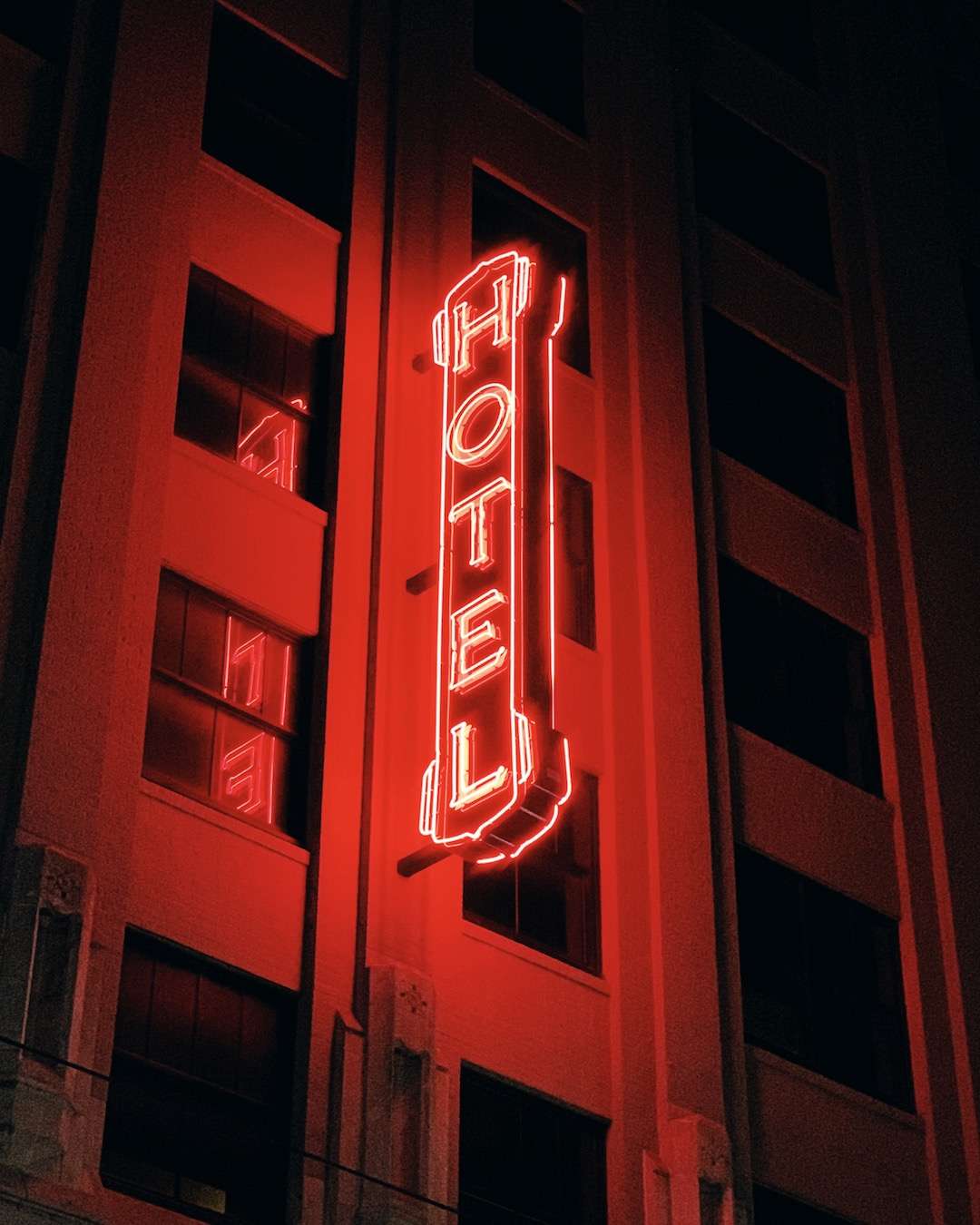 neon red light shot on telephoto