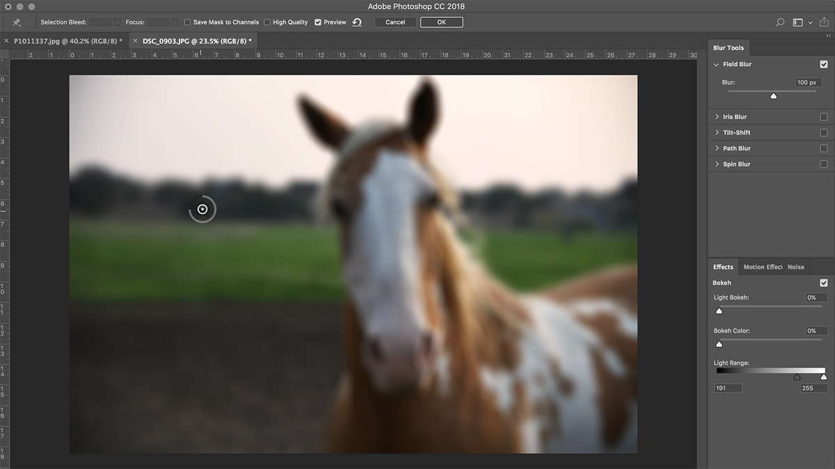 Photoshop blur tool