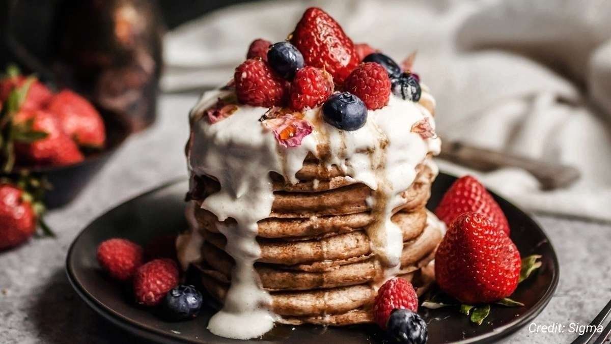 Food photography image of a stack of pancakes