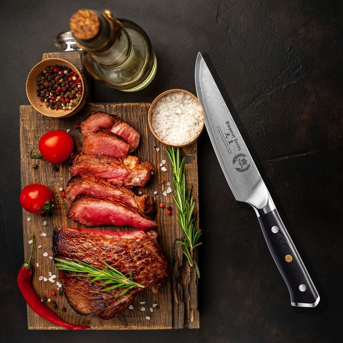 Steak Knife Set - 4 Piece - 5 Inch Damascus Steel AUS-10V High Carbon –  Regalia Knives