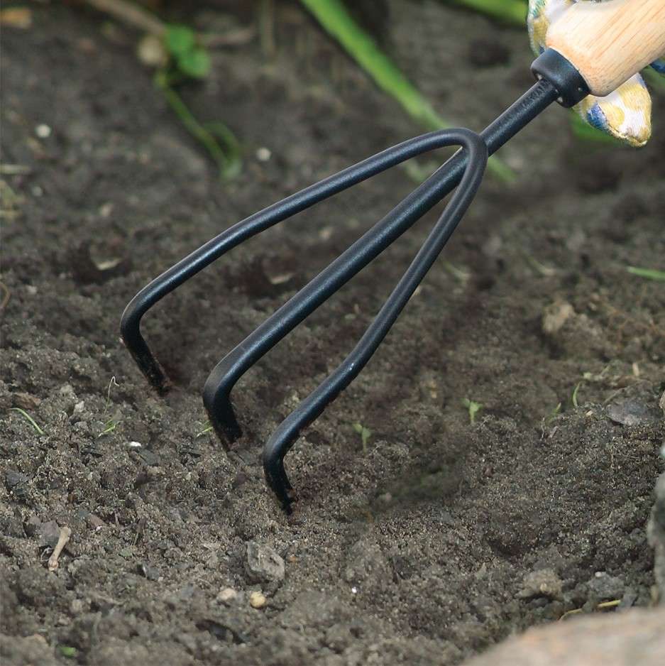 Ames hand cultivator working soil