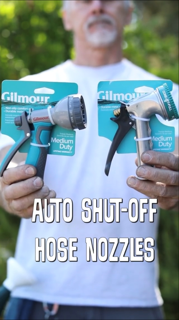 Dan holding auto shut-off hose nozzles