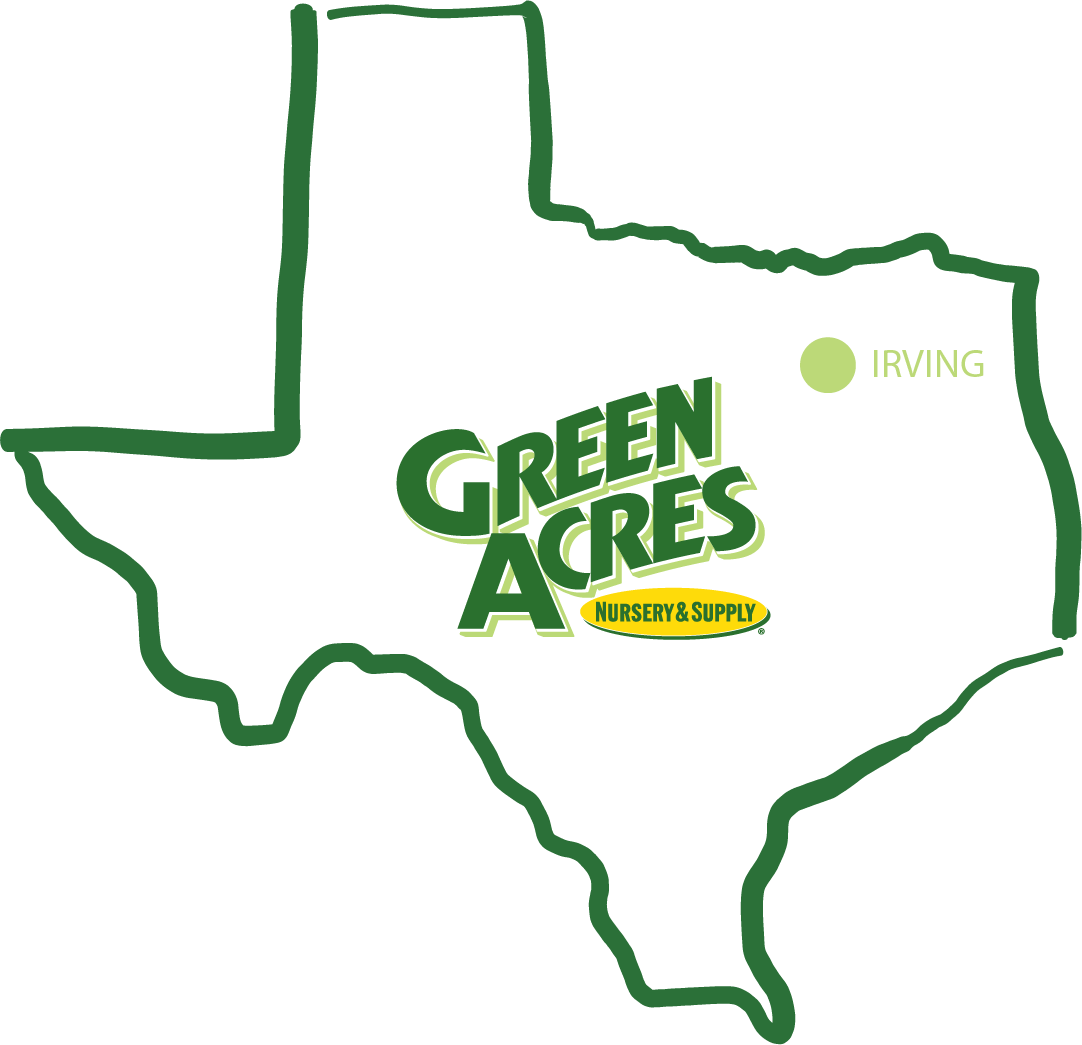State of Texas with Green Acres Nursery & Supply Logo
