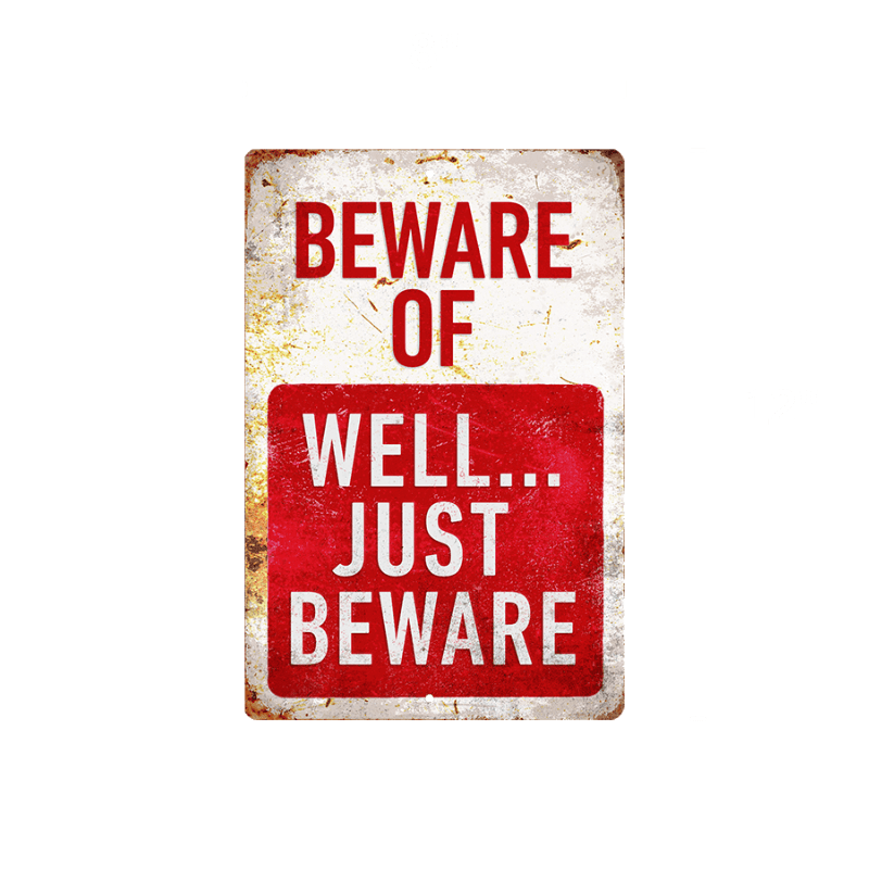 Just Beware Metal Wall Decor Size Guide - 8 in (W) x 12 in (H)
