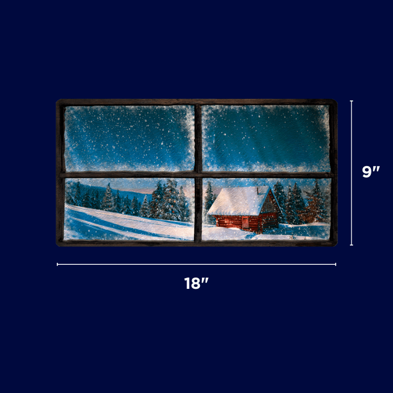 Winter Window Scene Large Variant Size Guide - 9 inches (h) by 18 inches (w)