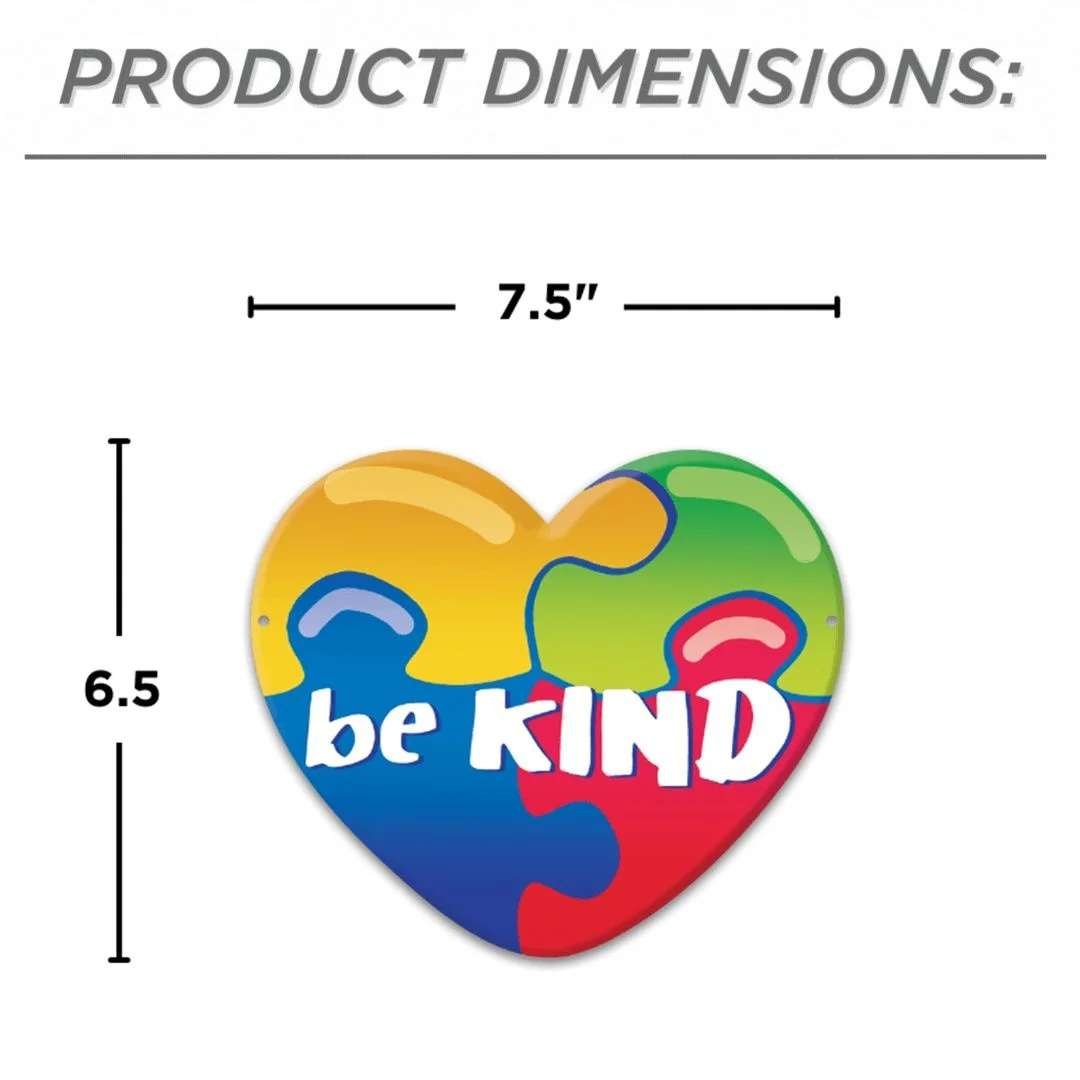 Be Kind Heart - Product Size Dimensions (7.5 inches wide by 6.5 inches long)