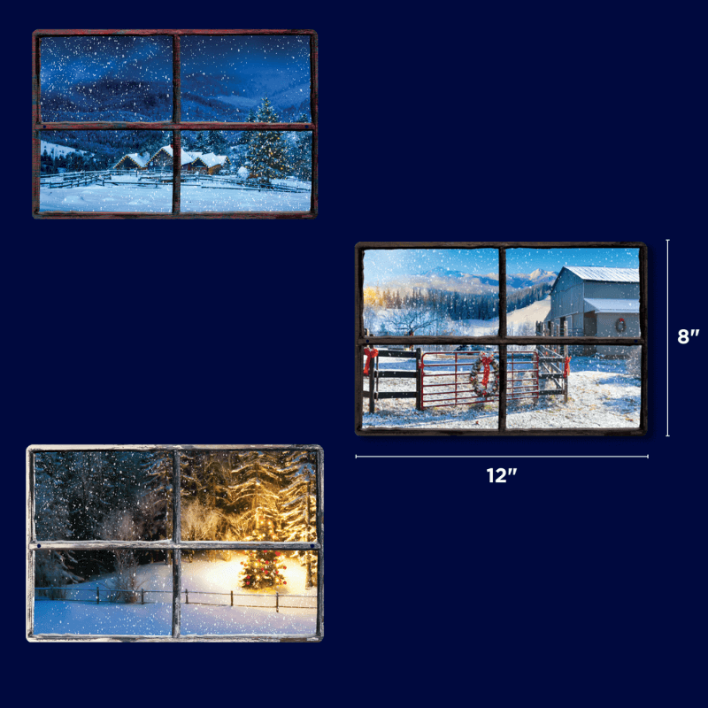 Winter Window Scene Small Variant Size Guide - 8 inches (h) by 12 inches (w)