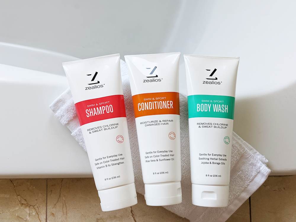 Zealios Shower & Swim products remove chlorine & sweat