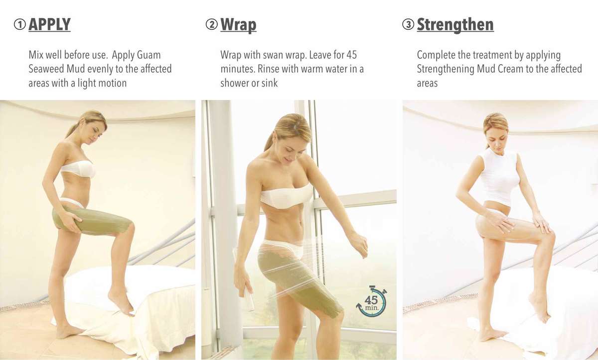 cellulite body wrap, cellulite warp, guam wrap, seaweed wrap, cellulite reduction