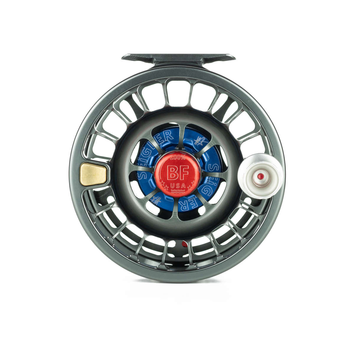 Front view of the Seigler Big Fly saltwater fly reel. Front view of the Seigler Big Fly saltwater fly reel.