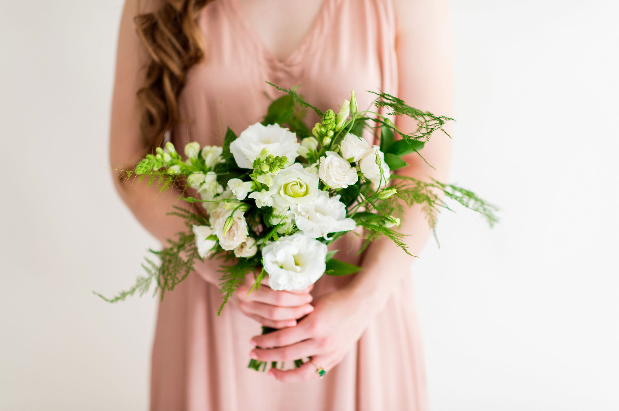 Flower Moxie, DIY Bridesmaid Bouquet, Plumosa Bouquet, fern wedding, cream and green wedding Flower Moxie, DIY Bridesmaid Bouquet, Plumosa Bouquet, fern wedding, cream and green wedding
