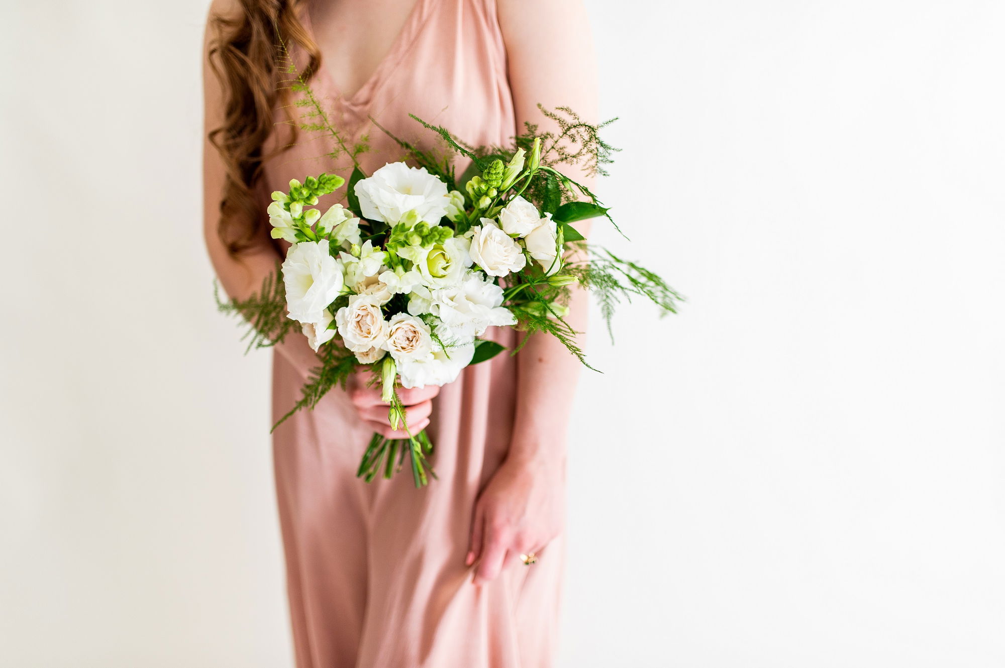 Flower Moxie, DIY Bridesmaid Bouquet, Plumosa Bouquet, fern wedding, cream and green wedding Flower Moxie, DIY Bridesmaid Bouquet, Plumosa Bouquet, fern wedding, cream and green wedding