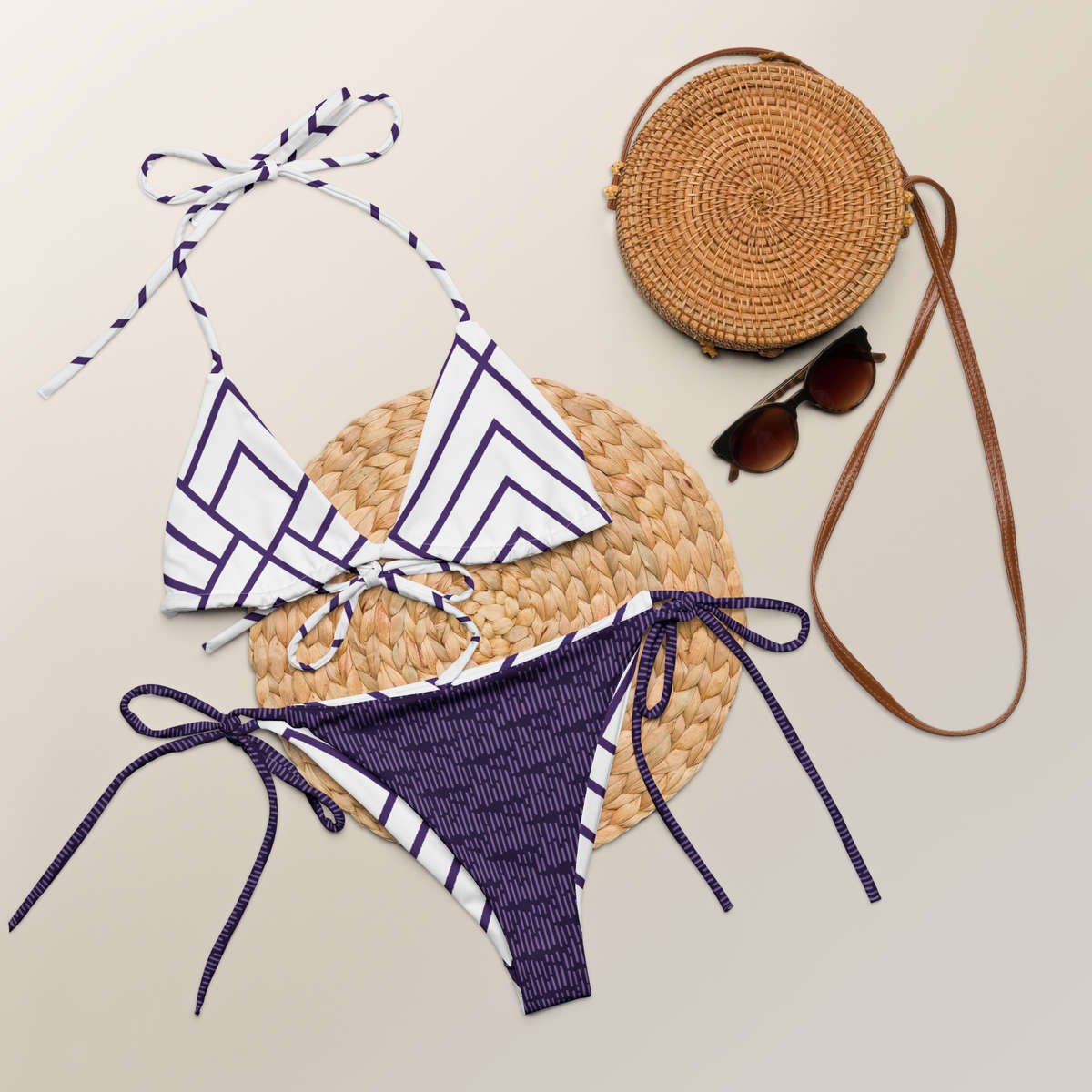 Lilac recycled string bikini set