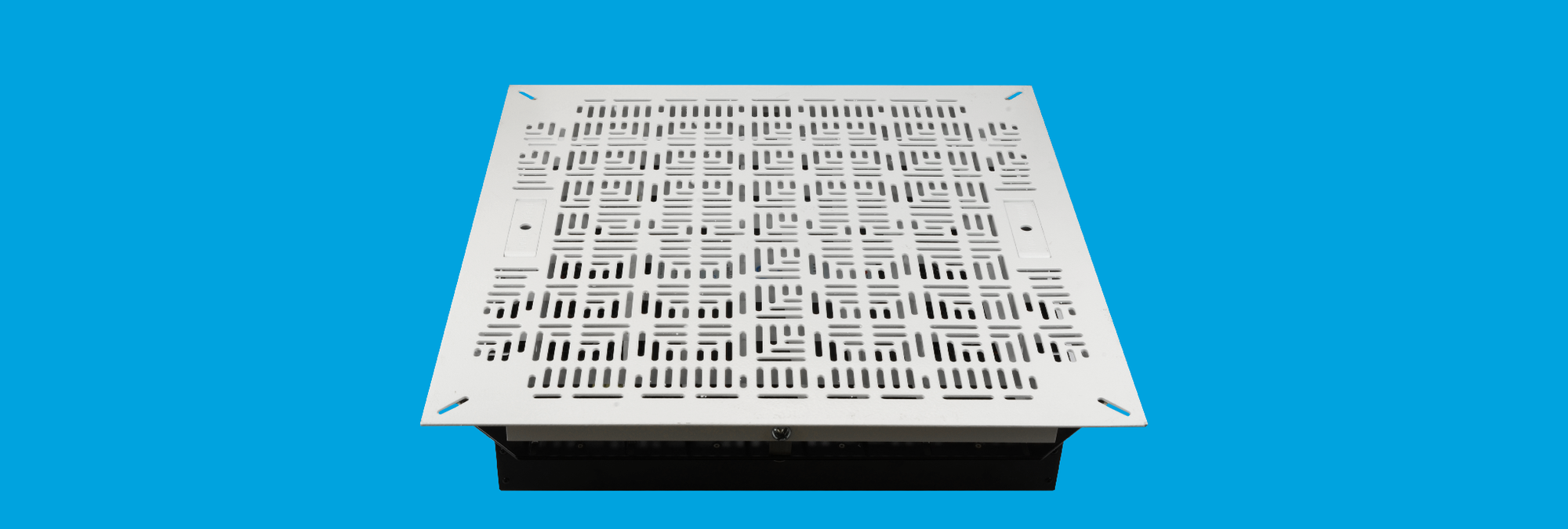 Airflow management tile for floors in data centers and computer rooms.