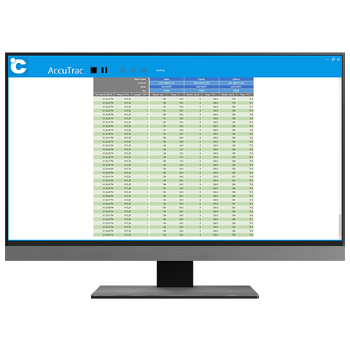 Duct traverse airflow sensor data can be viewed in real-time with software that allows for logging, graphing, and printing.