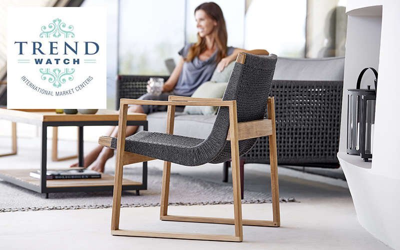 Lounge chair with teak outdoors