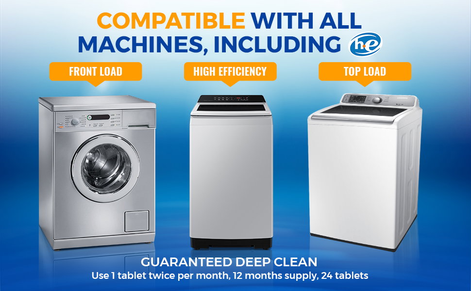 Bastion Washing Machine Cleaner Tablets (6-Pack) – Deep Clean, Deodorizer & Descaler, Fresh Scent
