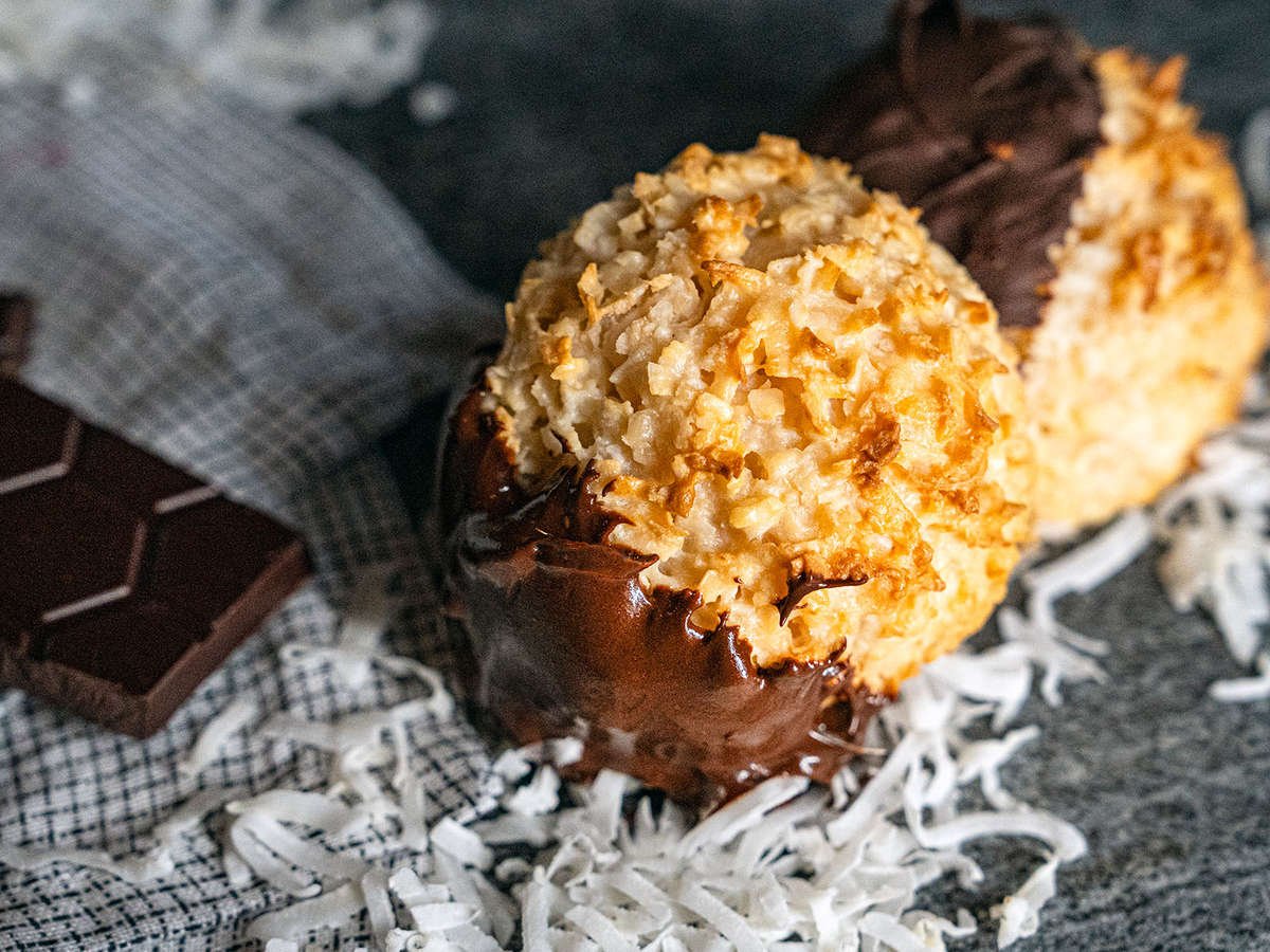 Coconut Macaroon Dipped in Dark Chocolate (made without gluten ingredients)