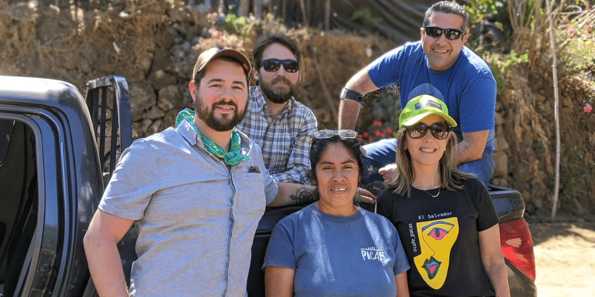 Kaldi's team members with producers on an origin trip to El Salvador