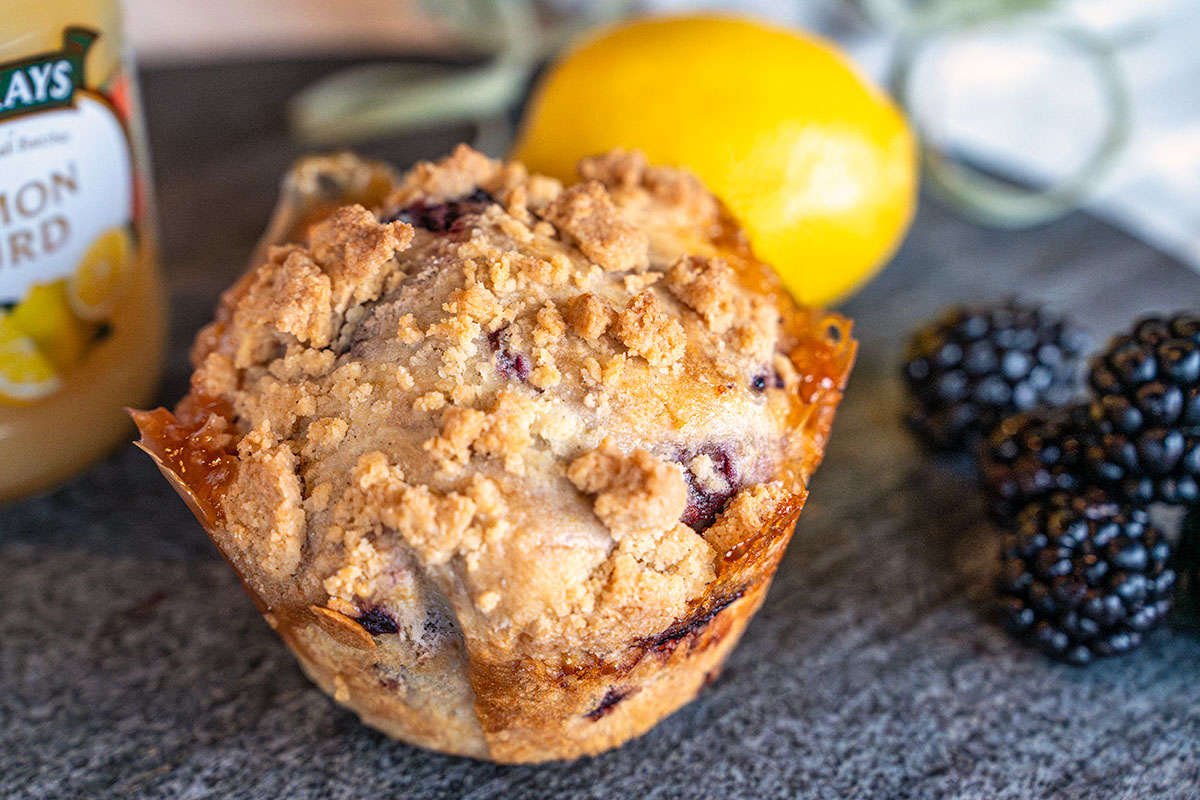 Blackberry Muffin with Lemon Curd (made without gluten ingredients)