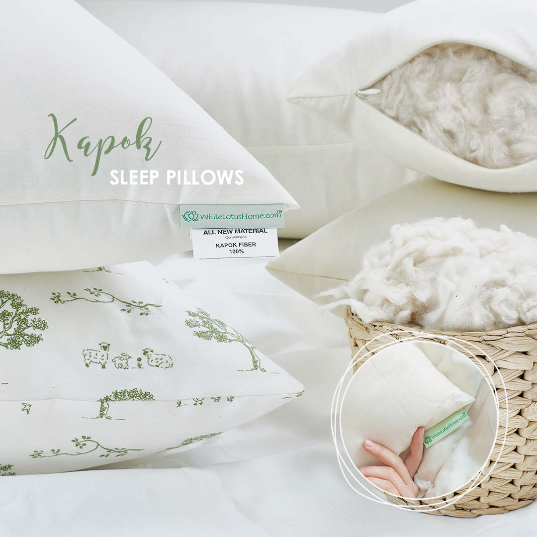 100% Natural Kapok Pillow Covered in Organic Cotton