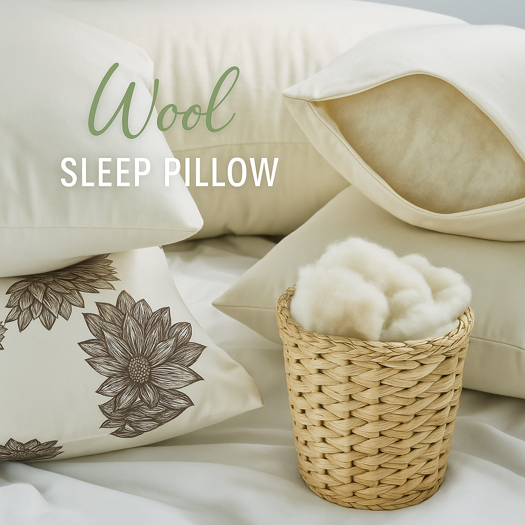 100% Wool Pillow Covered in Organic Cotton