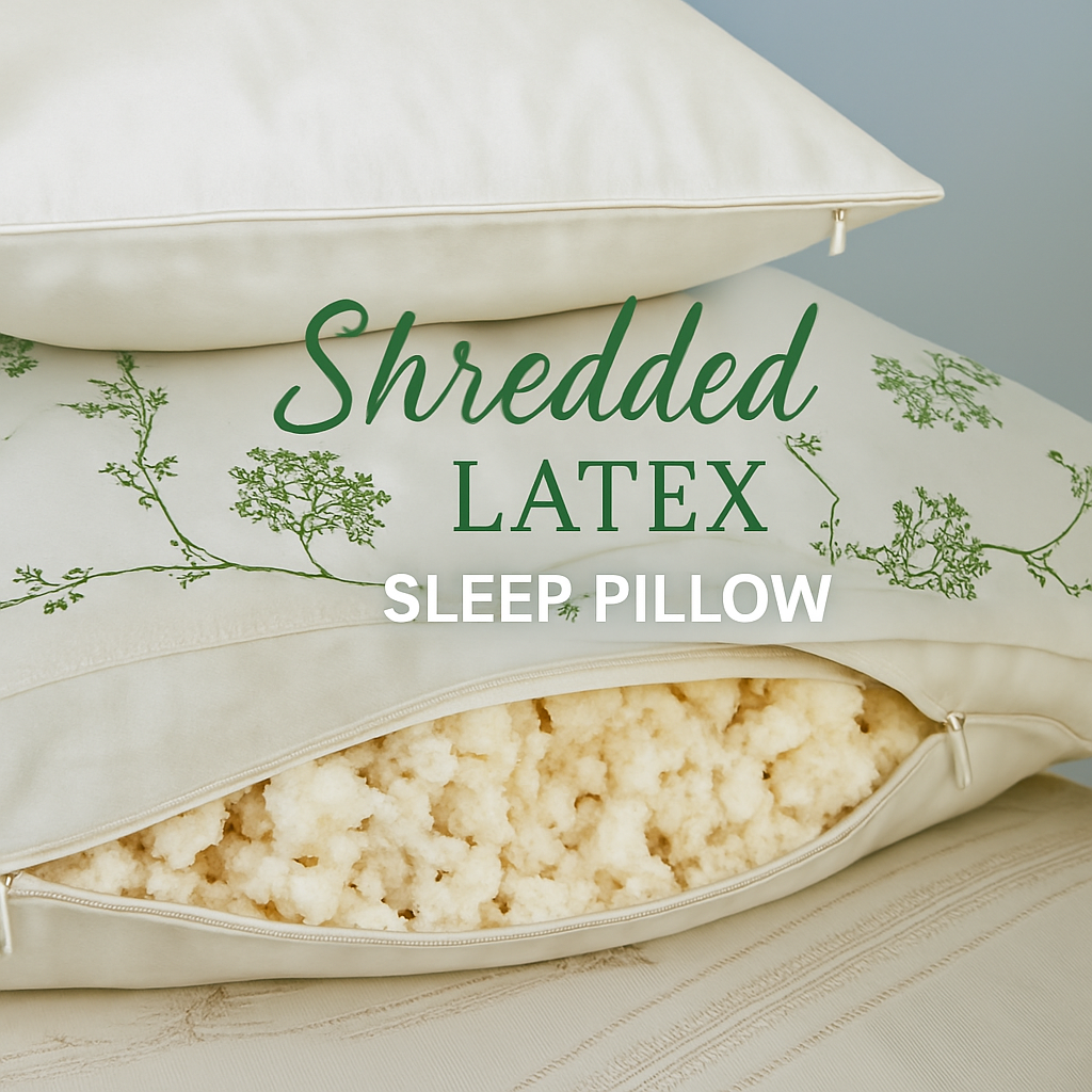 100% Natural Shredded Latex Pillow Covered in Organic Cotton