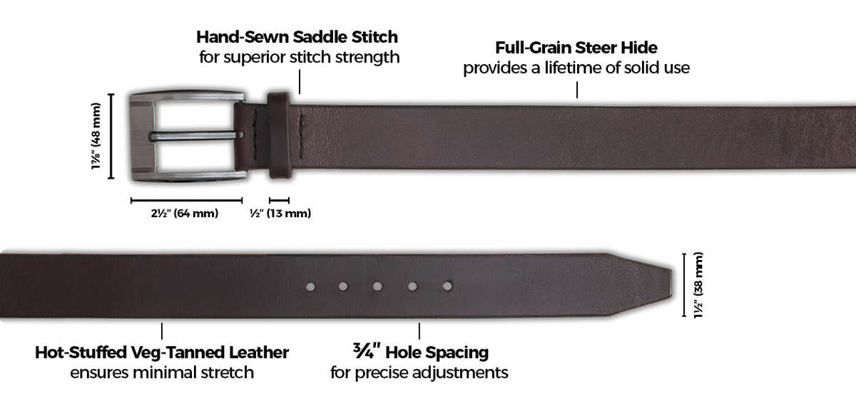 Mens Casual Solid Leather Chocolate Brown Belt & Gunmetal Buckle